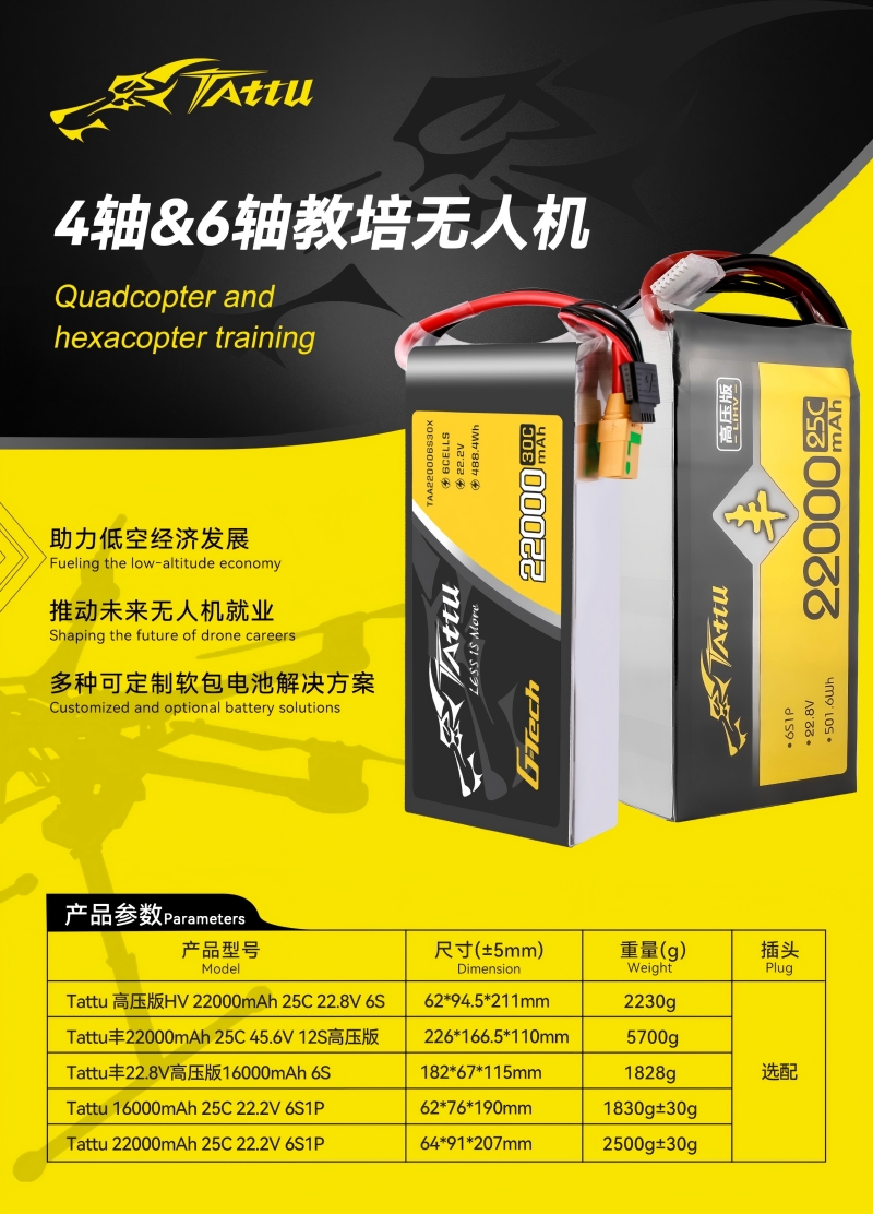 4軸&6軸教培無人機電池